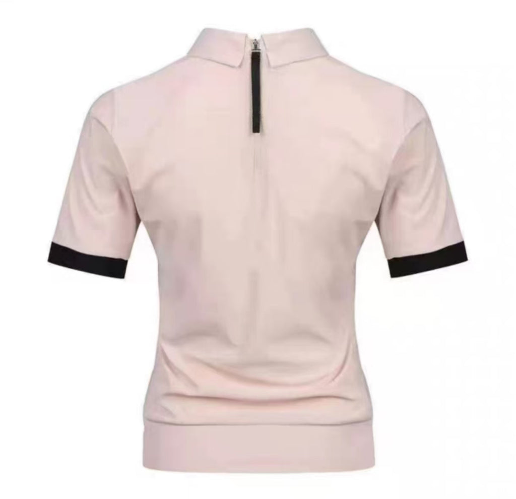 Golep Women’s Summer Quick-Dry Sun Protection Zip Slim Golf Shirt in Pink - product view