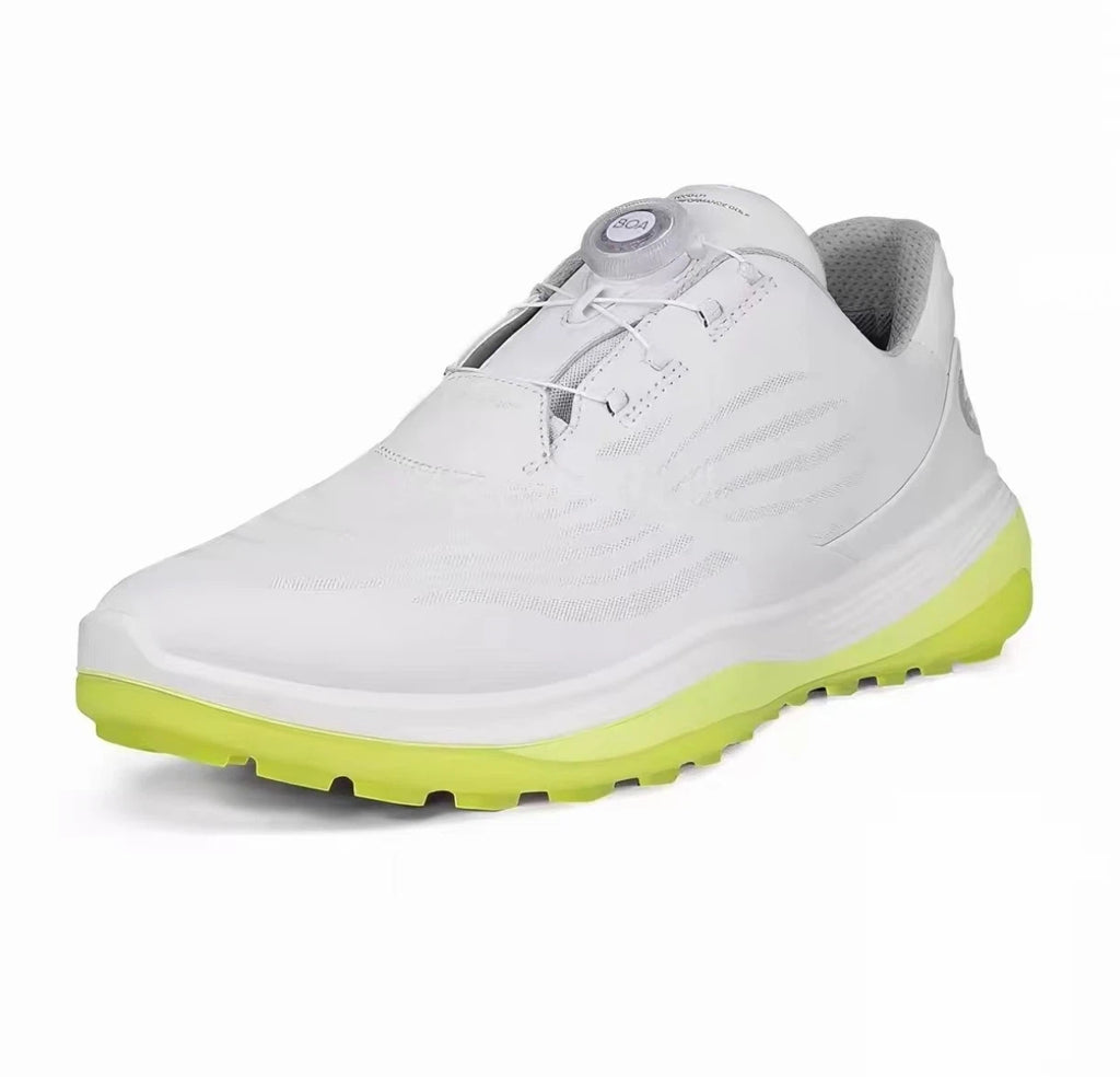 men’s lightweight BOA golf shoes in White & Yellow, side profile