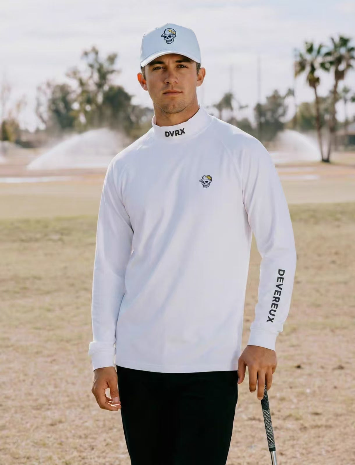 Devereux Golf Men’s Vintage Mock Neck Back Graphic Sweatshirt