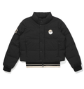 Malbon women's lightweight thermal down golf jacket in Black, front view