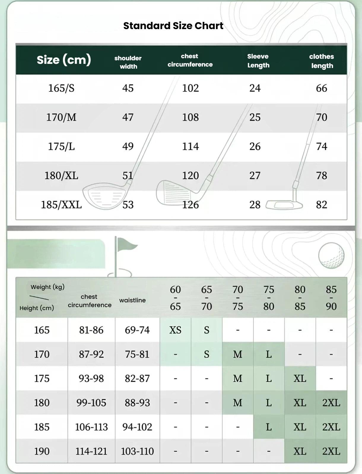 Forden Golf Men’s Ice Silk Quick-Dry Graphic Mock Neck Golf Shirt size chart