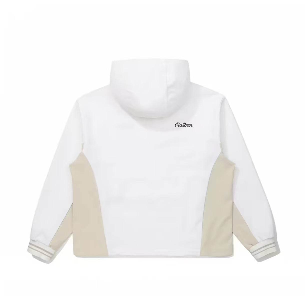 Back view of Malbon women's hooded lightweight windproof golf jacket