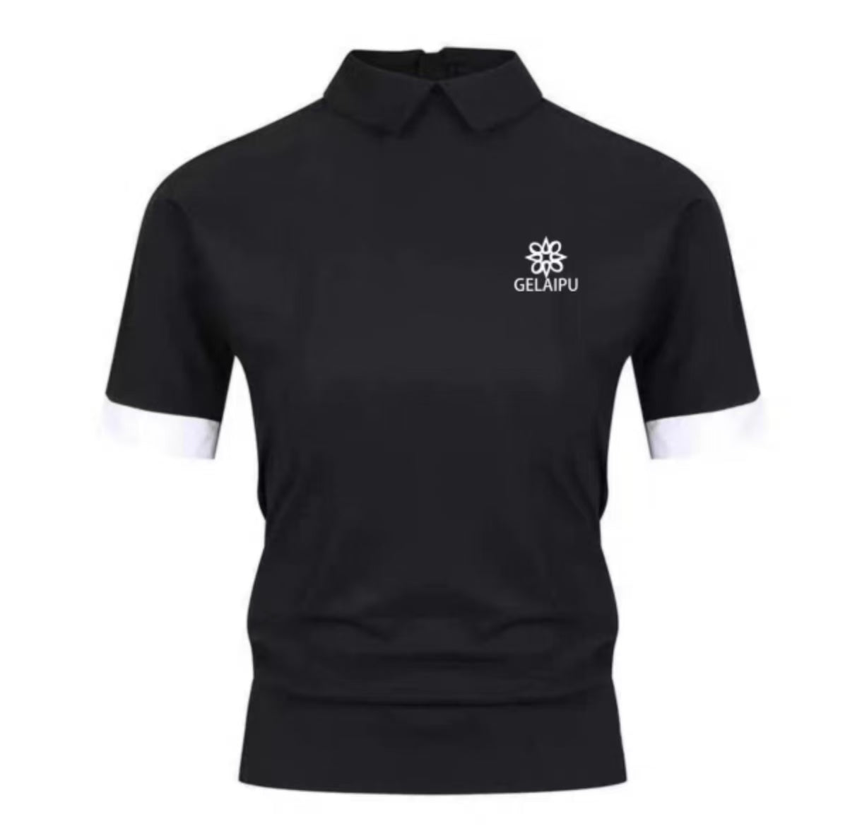 Golep Women’s Summer Quick-Dry Sun Protection Zip Slim Golf Shirt in Black - product view