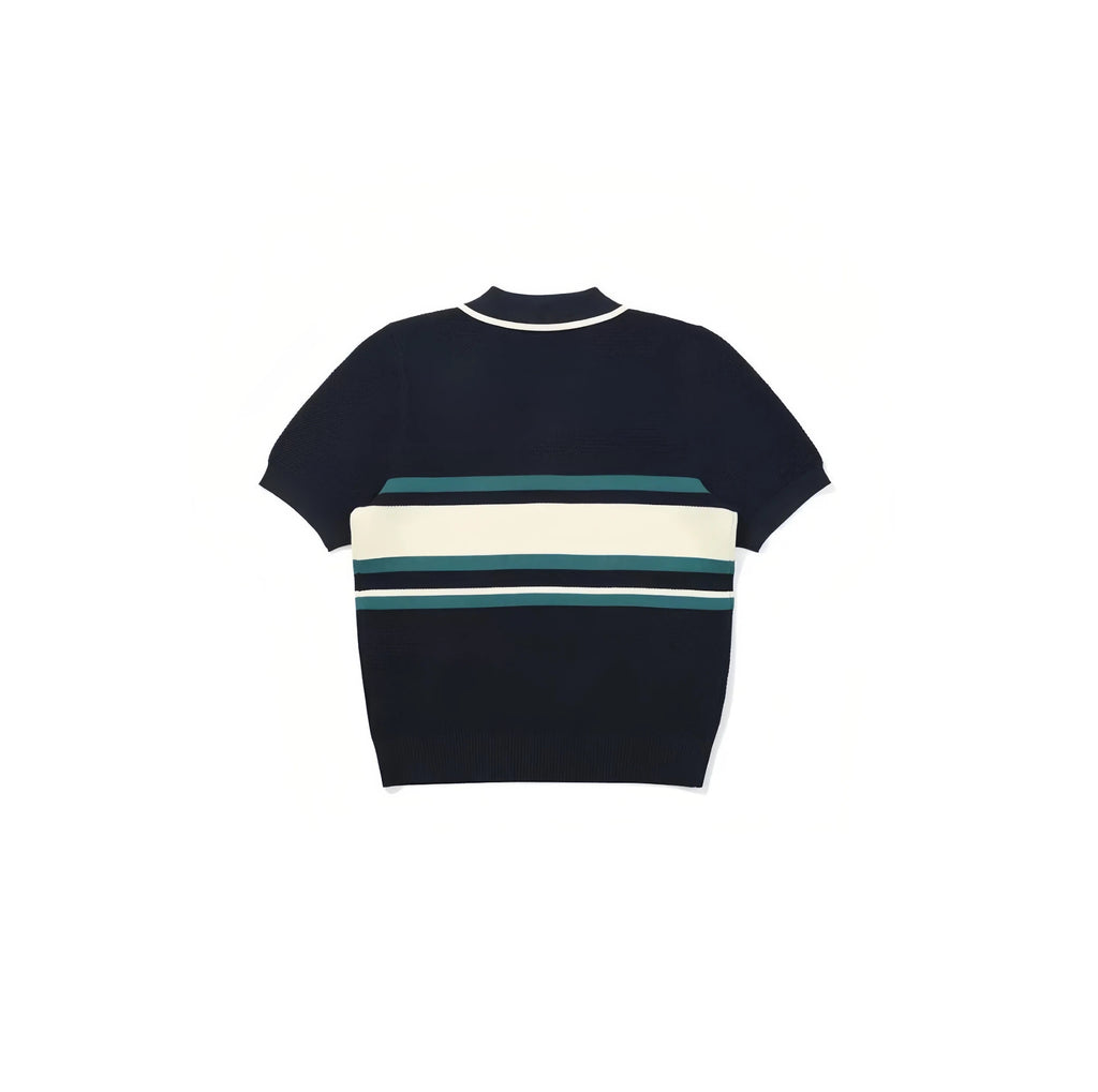 Malbon Women's Knit Golf Polo Navy Blue women's knit golf polo back view