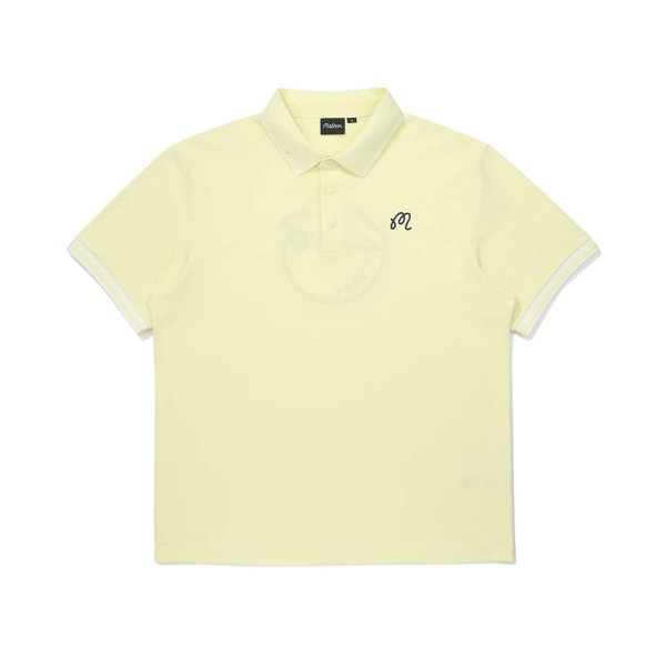 Malbon men's signature colour golf polo in yellow - front view