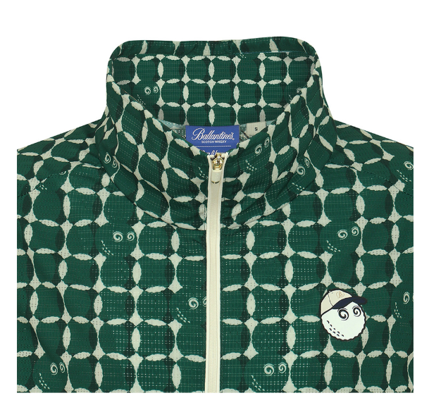 Malbon women's mesh breathable half-zip golf vest in Green, collar and logo detail