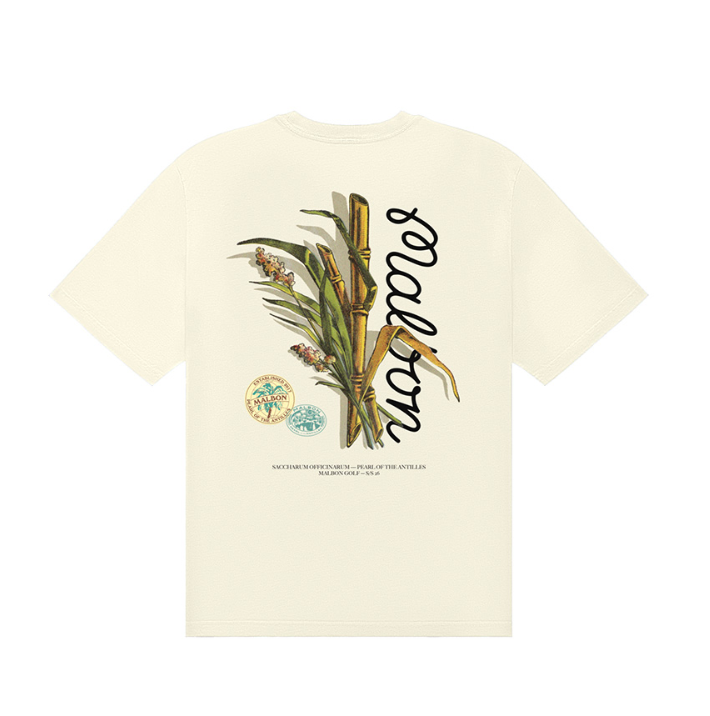 Malbon beige Bermuda Origins graphic T-shirt back view