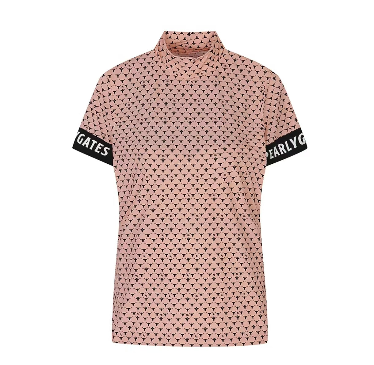 Summer Ice Silk Cooling Breathable Graphic Slim Golf Shirt in Pink - product view