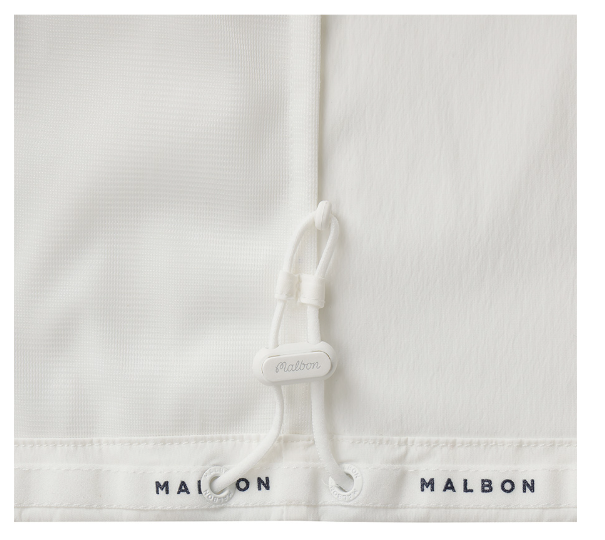 Malbon women's stand collar lightweight breathable golf jacket in Navy Blue, detail view