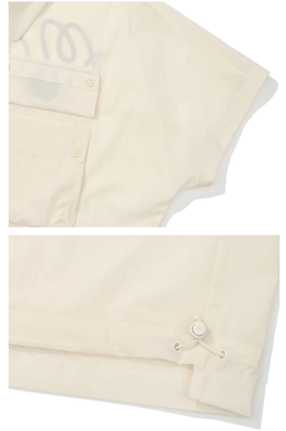 Malbon women's quick-dry UV golf polo shirt in Beige, pocket and trim detail