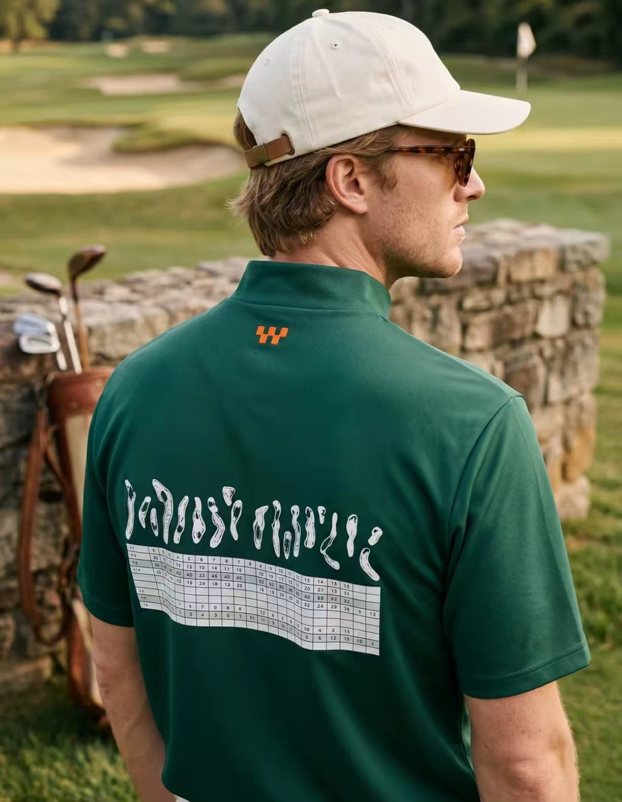 Devereux Golf Men’s Summer Mock Neck Scorecard Print Golf Shirt