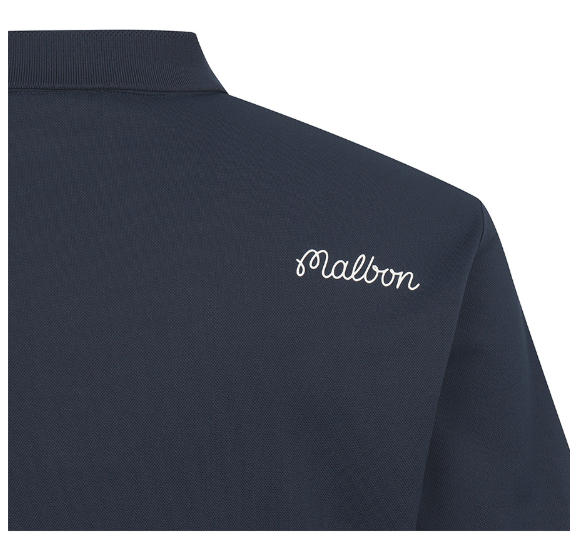 Malbon navy golf polo back script detail