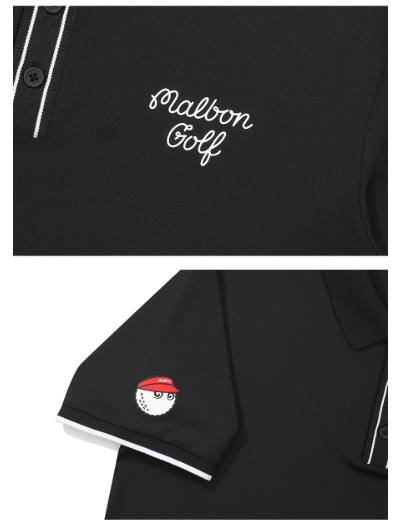 Malbon black golf polo chest logo detail