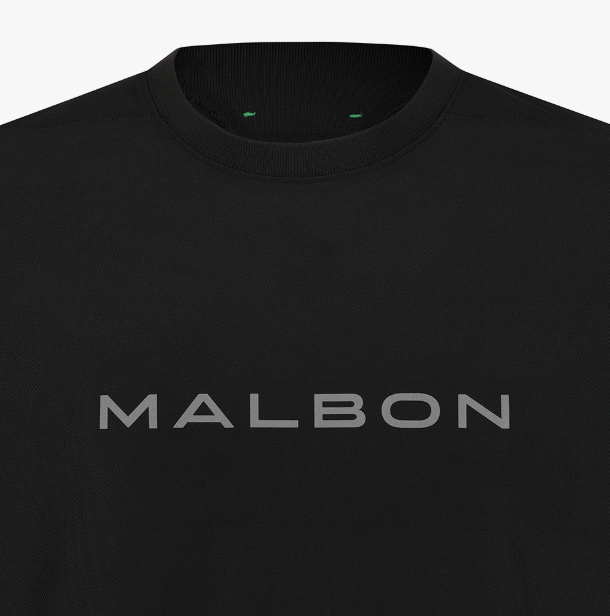 Malbon black performance T-shirt chest wordmark detail