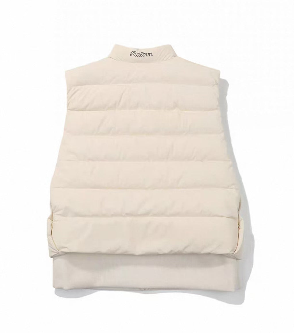Malbon Golf Women’s Premium Duck Down Insulated Vest beige back view