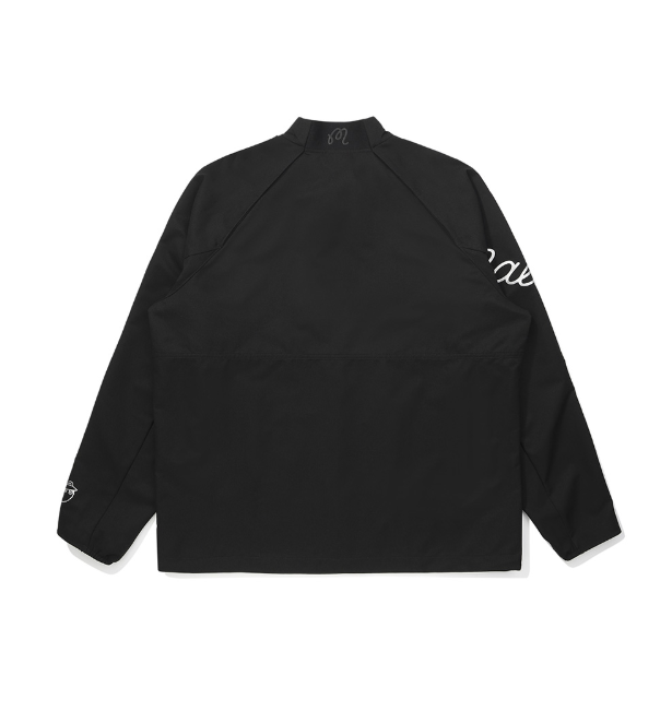 Malbon men's black stand collar windproof golf jacket back view
