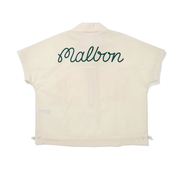 Malbon women's quick-dry UV golf polo shirt in Beige, back view