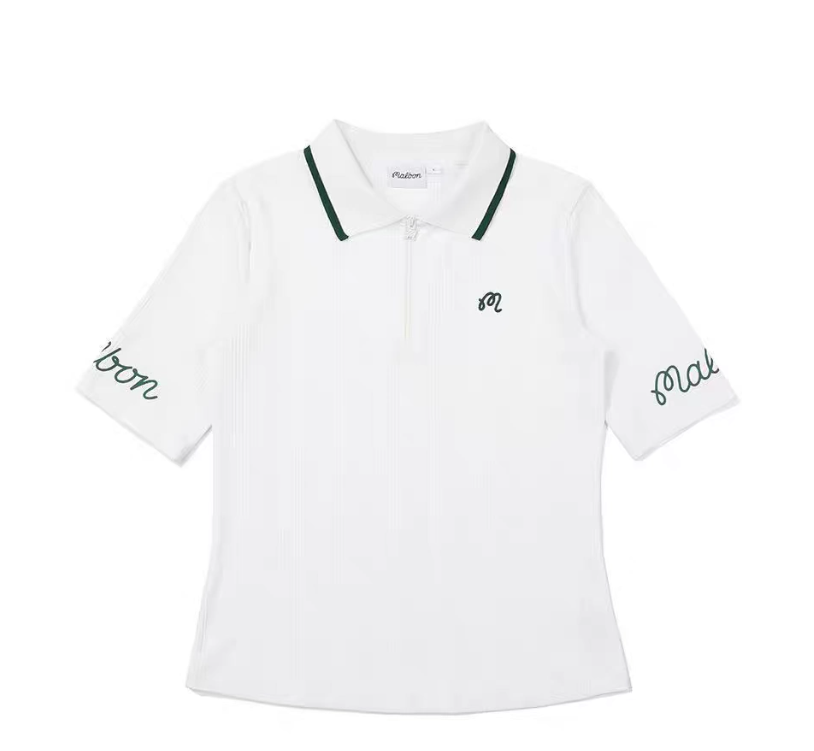 Malbon women's cooling slim-fit golf polo in White - front view