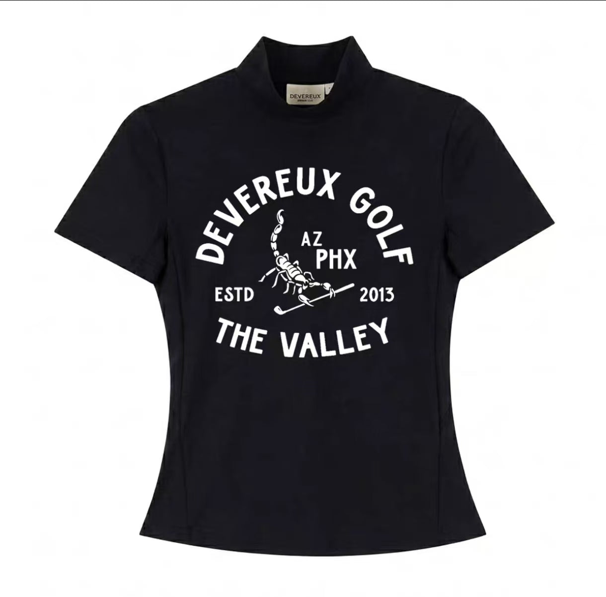 Devereux Golf Women’s Lightweight Quick-Dry Mock Neck Golf Shirt in Black - product view