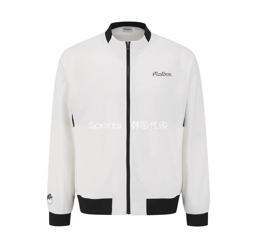 Malbon men White lightweight golf jacket front view