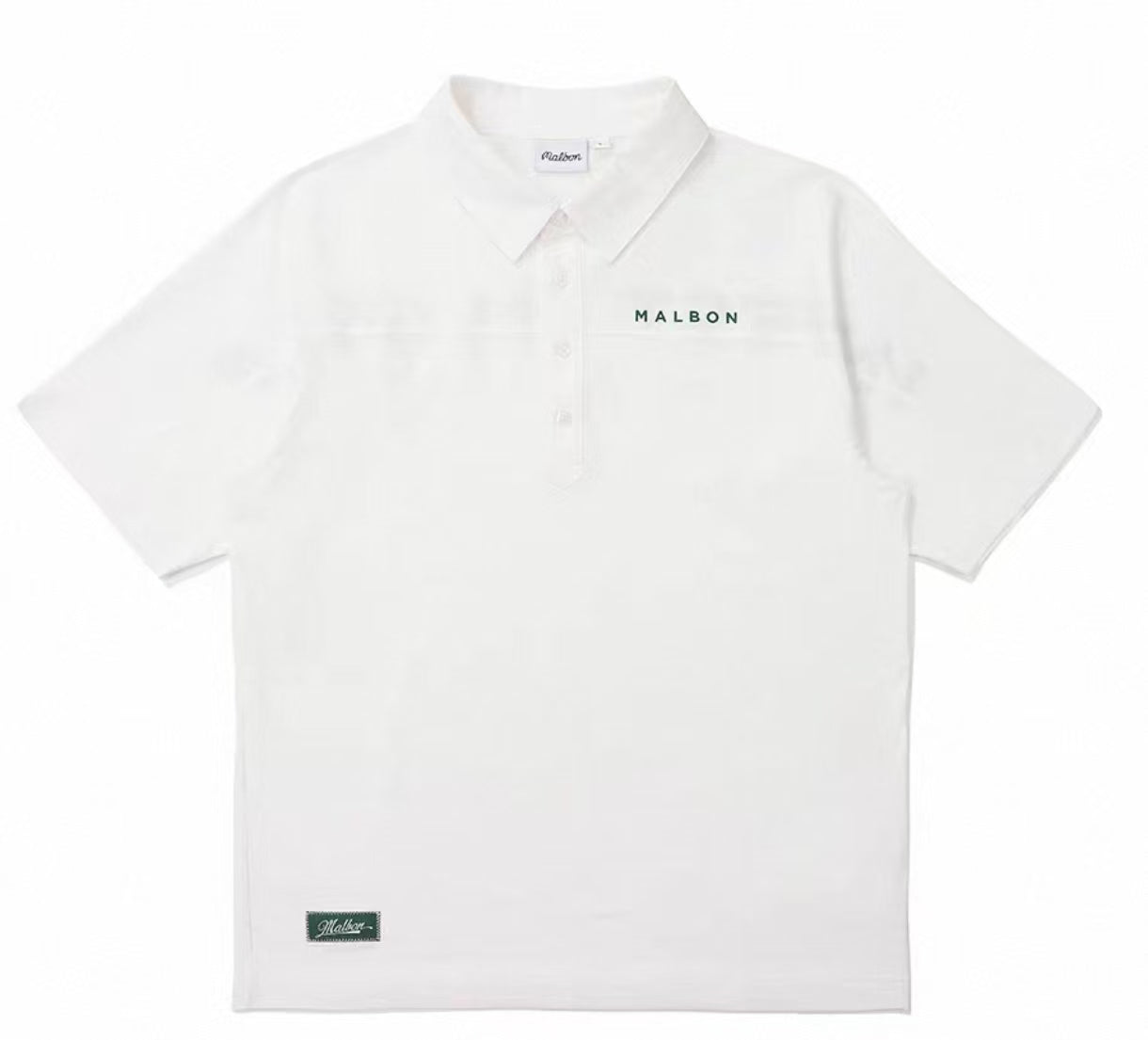Malbon men's casual quick-dry golf polo shirt in White, front view