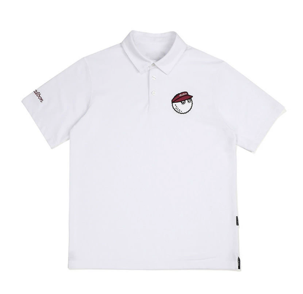 Malbon men's breathable quick-dry golf polo shirt in White, front view
