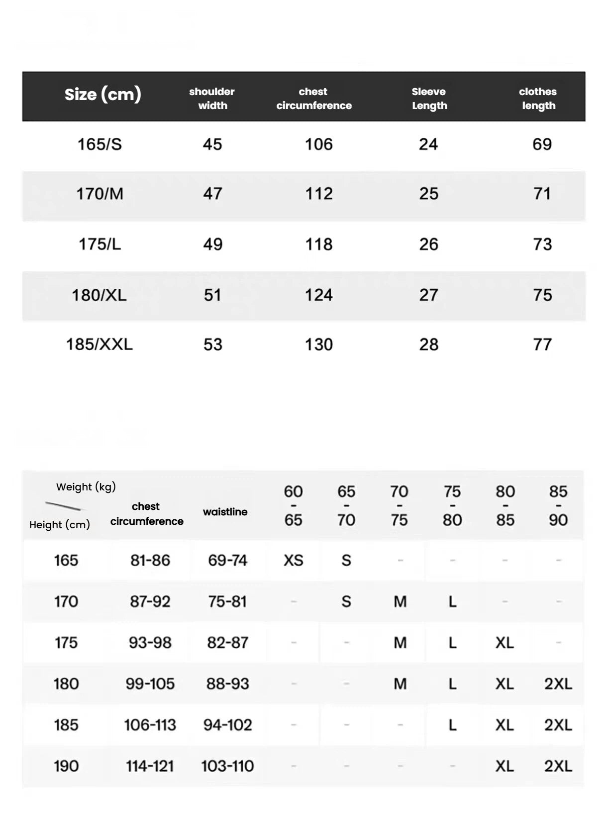 Devereux Golf men’s golf polo shirt size chart