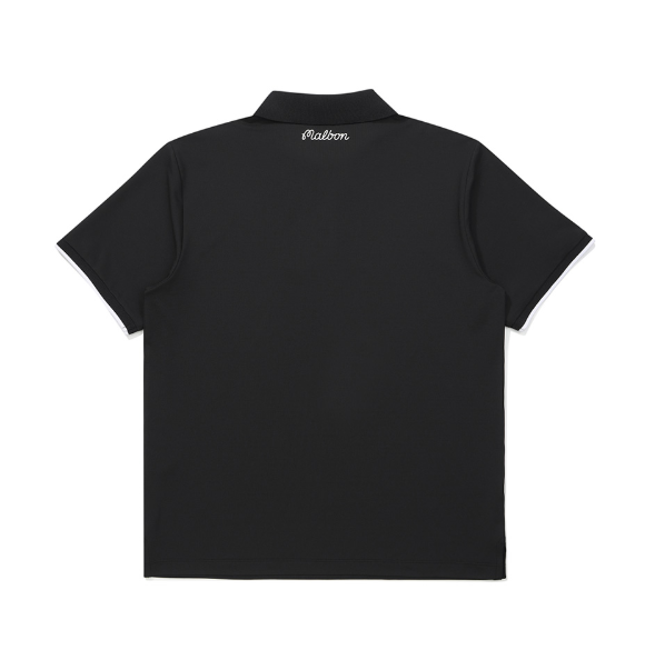 Malbon black moisture-wicking performance golf polo back view