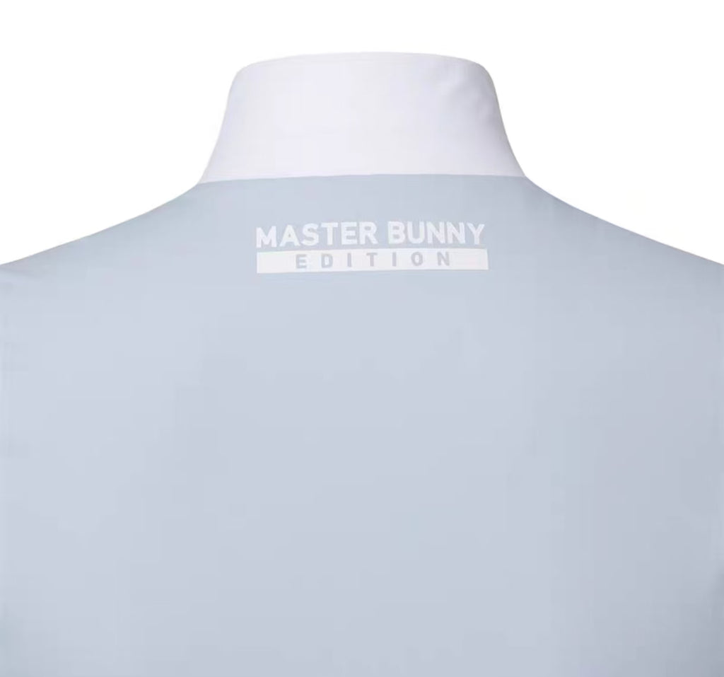 Women’s Summer Slim Stand Collar Golf Shirt in Blue - product view