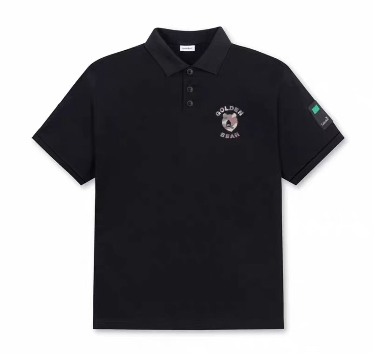Golden Bear Black graphic golf polo front view