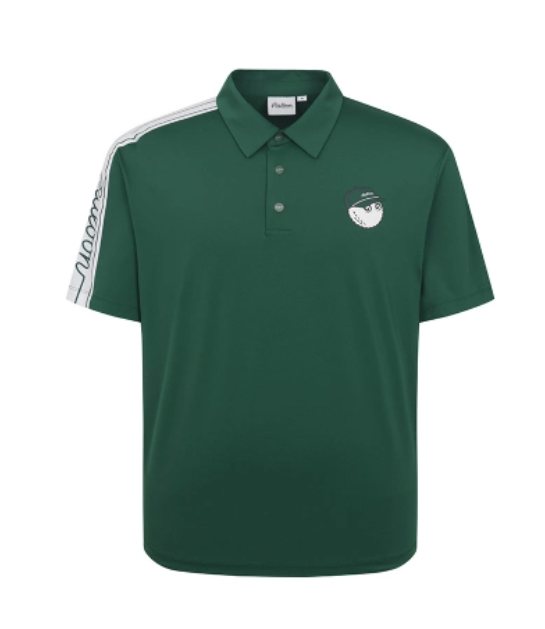 Malbon men's breathable casual athletic golf polo in Green - front view