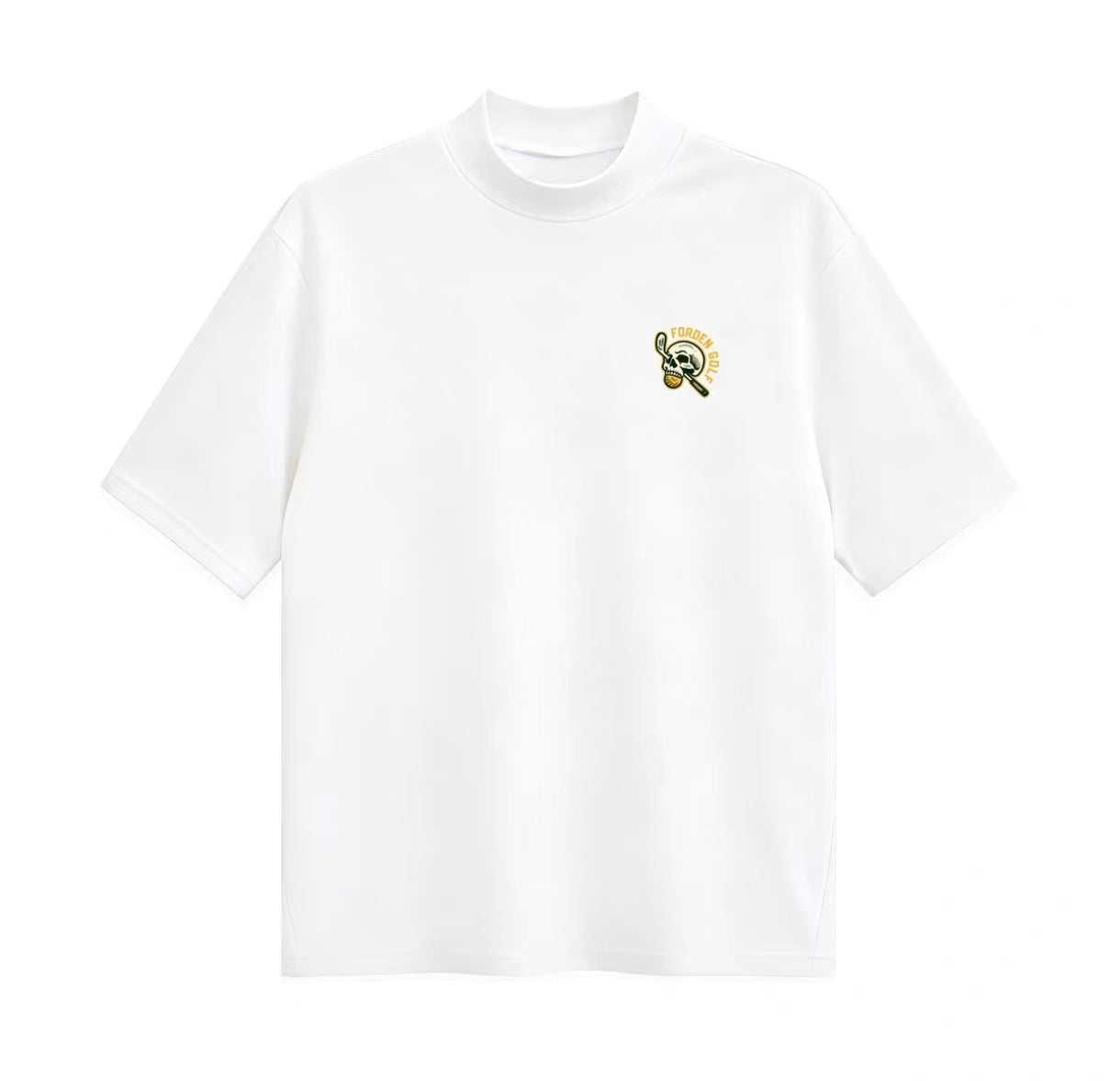 Forden Golf Men’s Ice Silk Quick-Dry Skull Mock Neck Shirt in White - product view