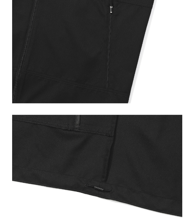 Malbon men's black stand collar windproof golf jacket hem detail