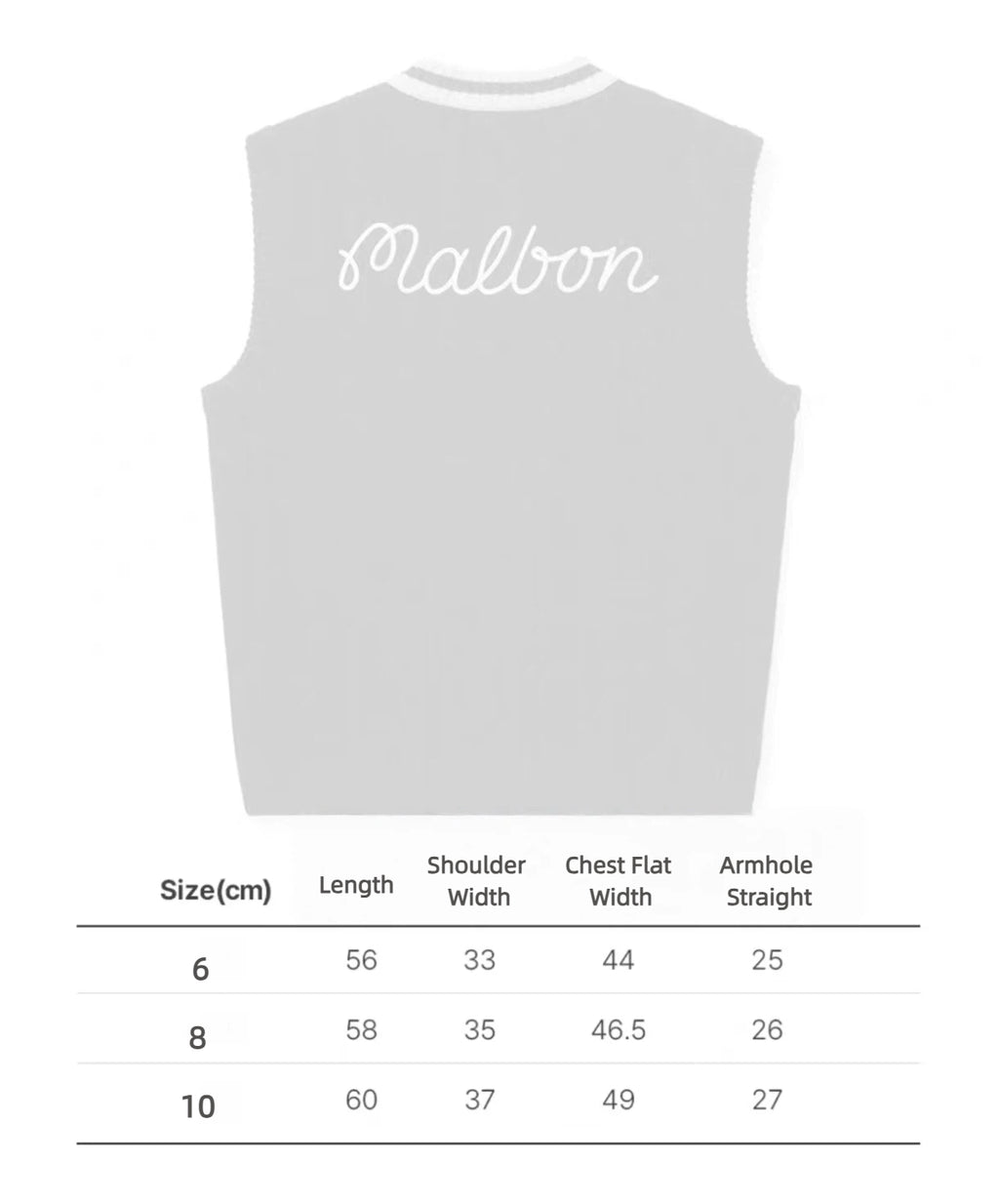 Malbon Preserve Sweater Vest Beige size chart