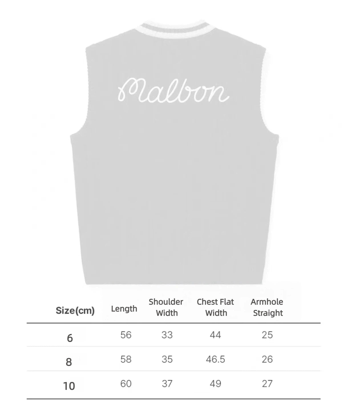 Malbon Preserve Sweater Vest Beige size chart