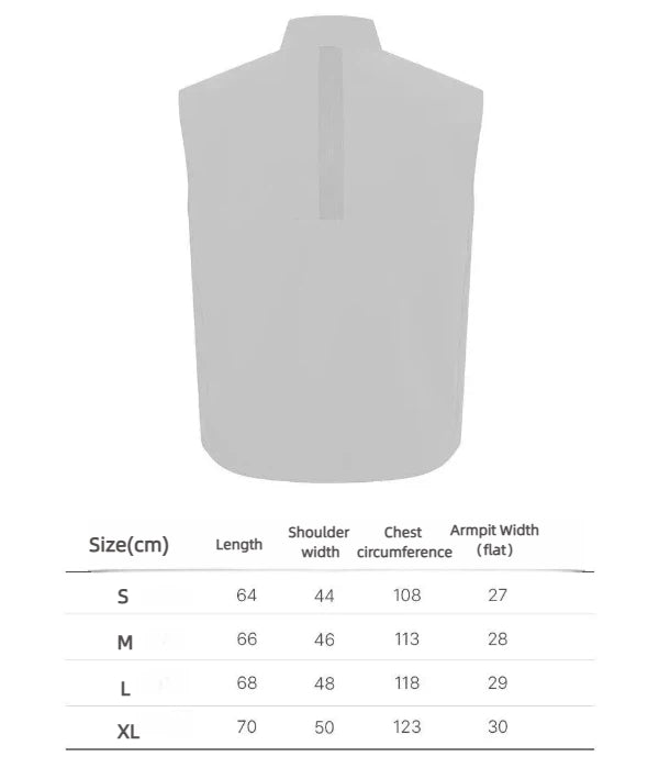 Size chart for beige Malbon men's loose outdoor golf vest