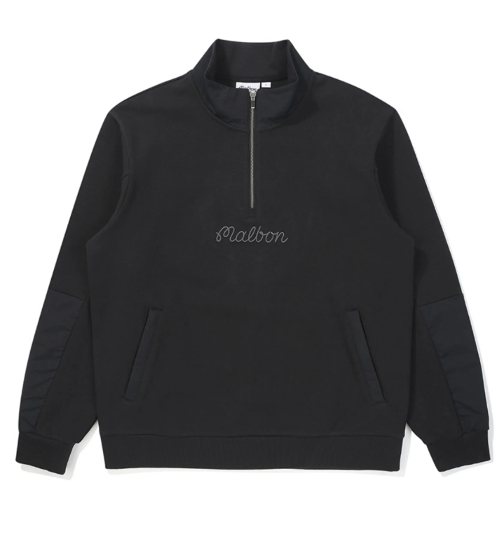 Malbon Men's Lightweight Casual Golf Jacket Black lightweight golf jacket front view