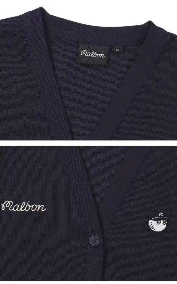 Black Malbon golf sweatshirt collar and chest detail
