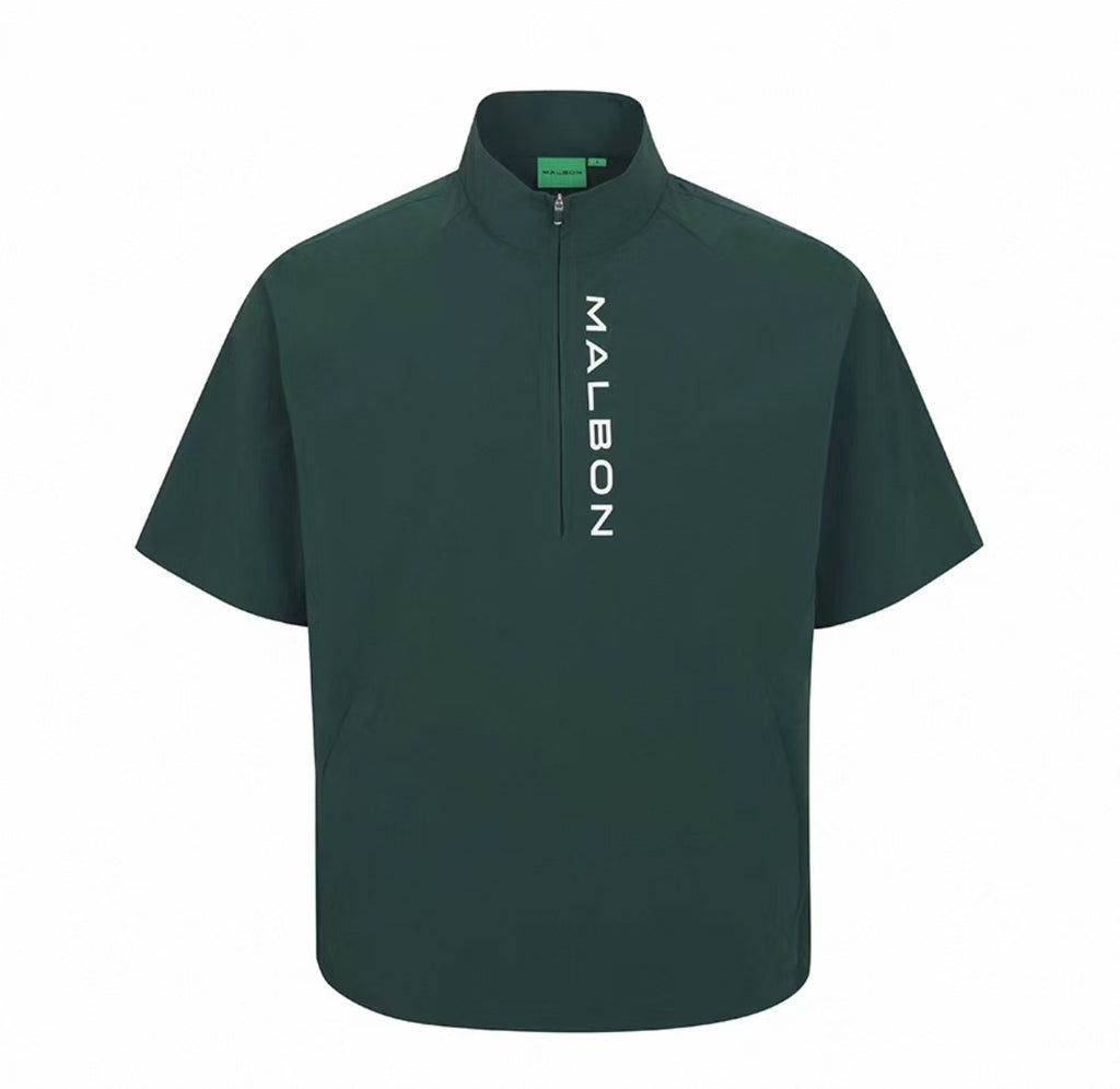 Malbon Studio Seoul Hybrid Anorak Green hybrid golf anorak front view