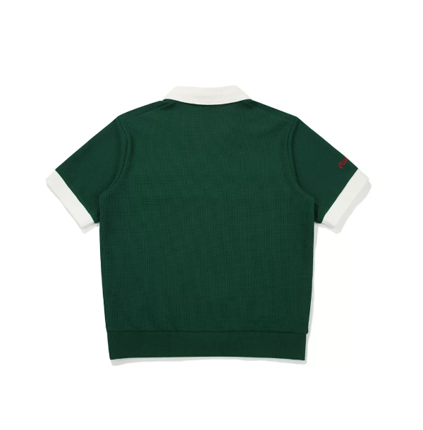 Back view of green Malbon men's breathable golf polo