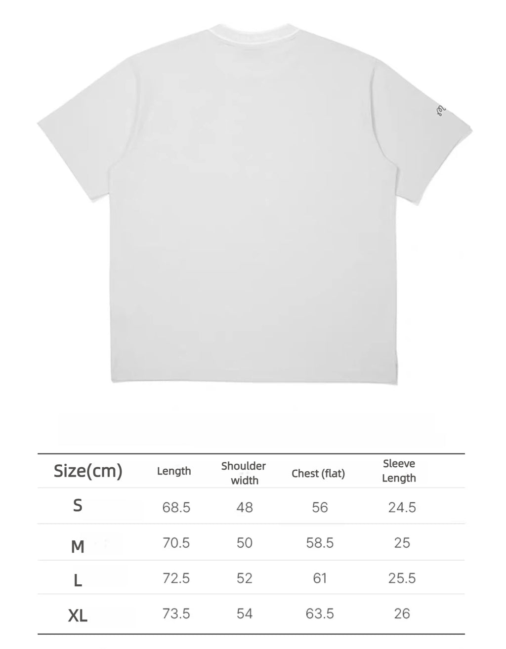 Size chart for grey Malbon men's breathable golf T-shirt