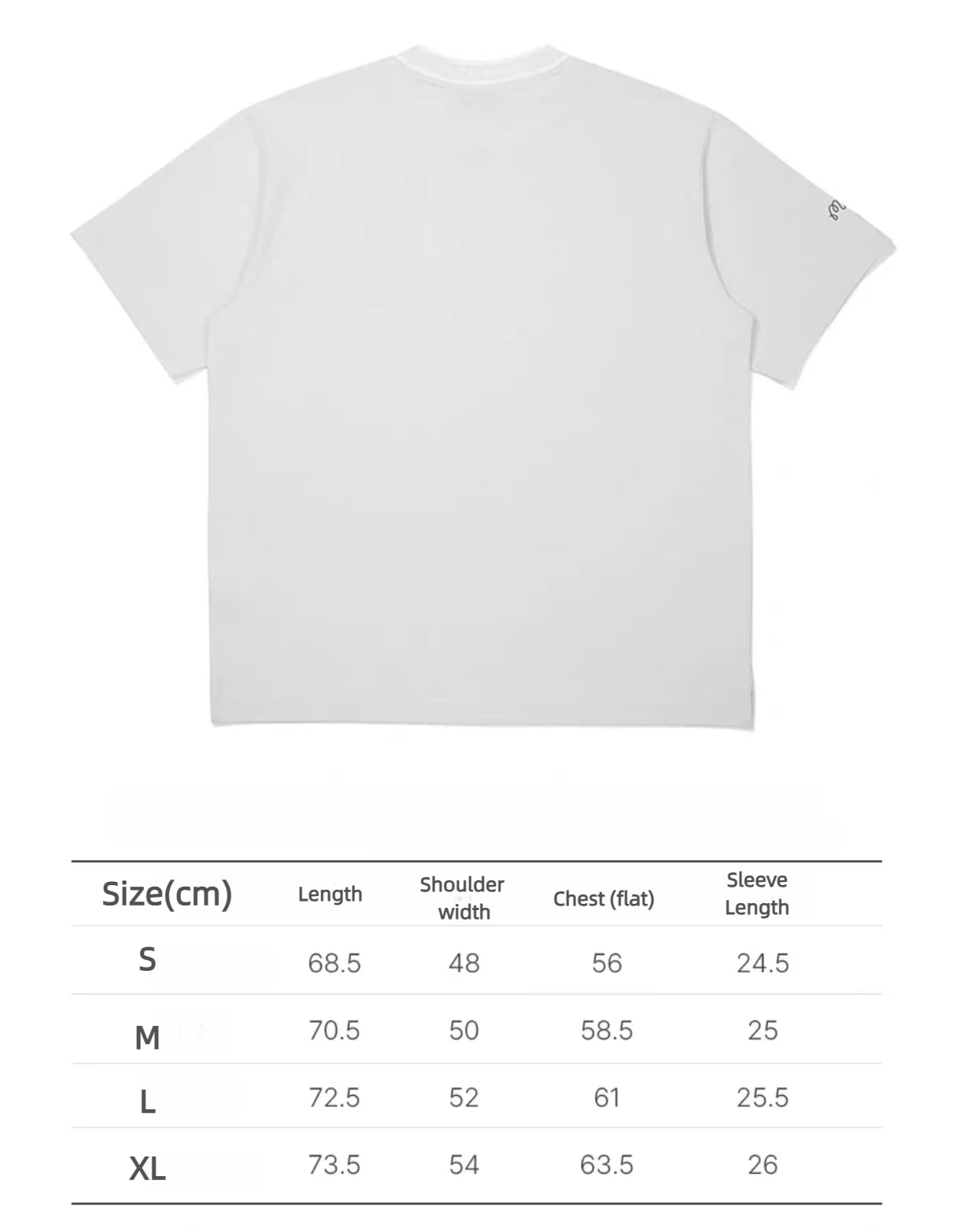Size chart for grey Malbon men's breathable golf T-shirt