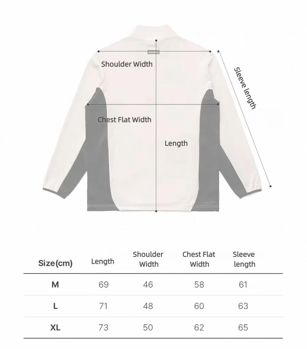Malbon Contrast Quarter Zip Pullover White size chart