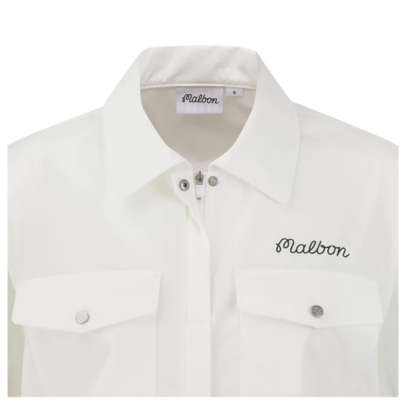 Malbon Golf Women’s Solid Utility Multi-Pocket Short Sleeve Shirt