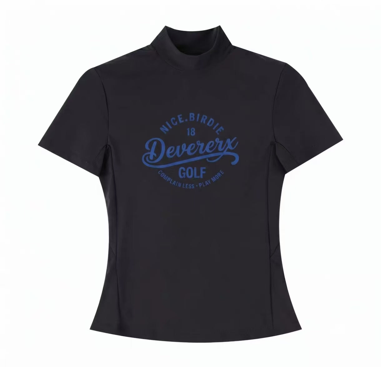 Devereux Golf Women’s Black Slim Mock Neck Letter Print Golf Shirt
