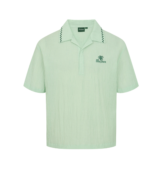 Malbon men's Textured Quick-Dry Lightweight Golf Polo in Navy Blue, front view