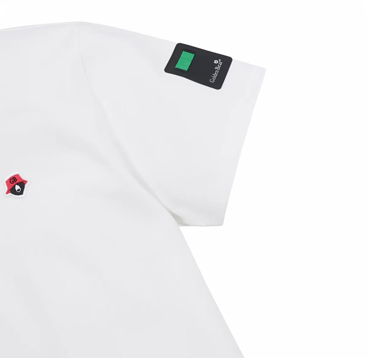 Golden Bear White golf polo sleeve detail