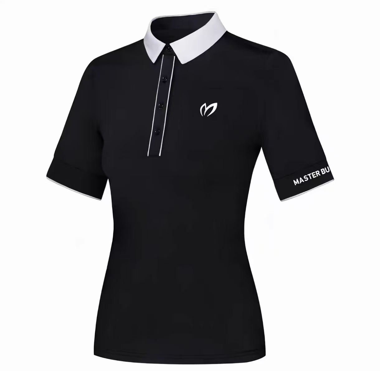 Women’s Spring Summer Breathable Quick-Dry Slim Golf Polo Shirt in Black - product view