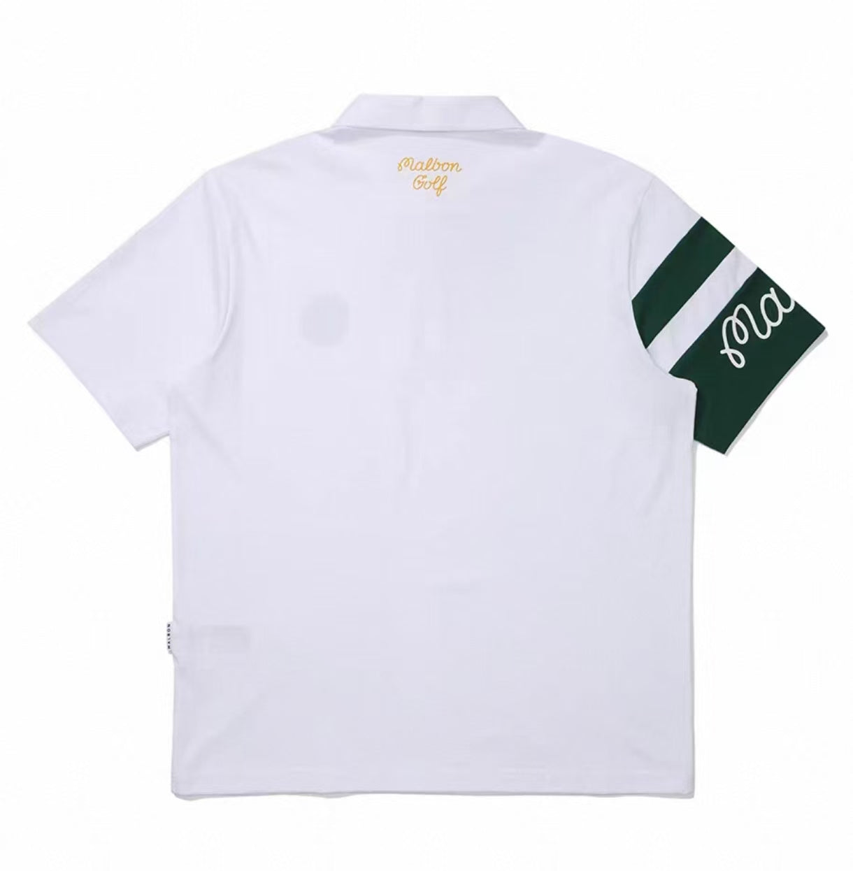 Malbon men's lightweight cooling quick-dry golf polo shirt in White, back view