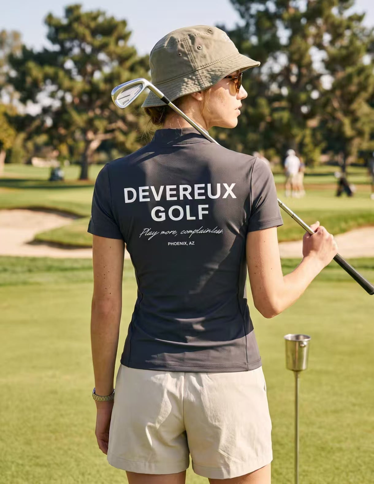Devereux Golf Women’s American Mock Neck Back Letter Print Golf Shirt